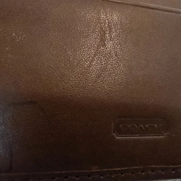 Vintage Coach Brown Leather Canvas Trifold Wallet with Snap Closure - Picture 6 of 8
